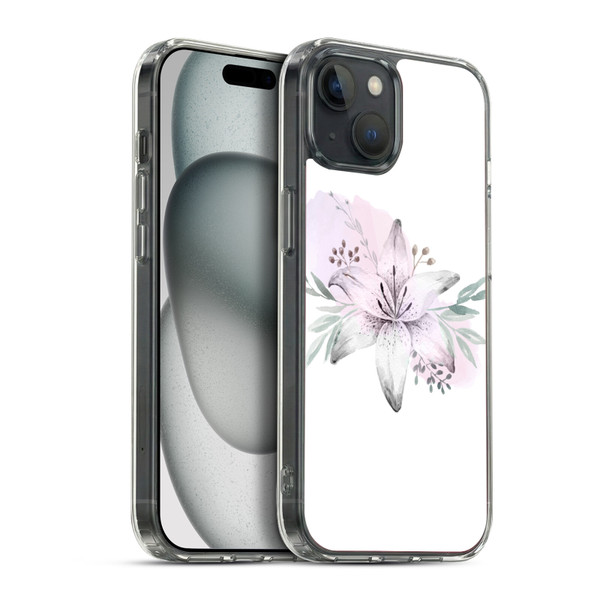 Anis Illustration Floral Pattern Lilium Flower Soft Gel Case for Apple iPhone 15 Plus & MagSafe