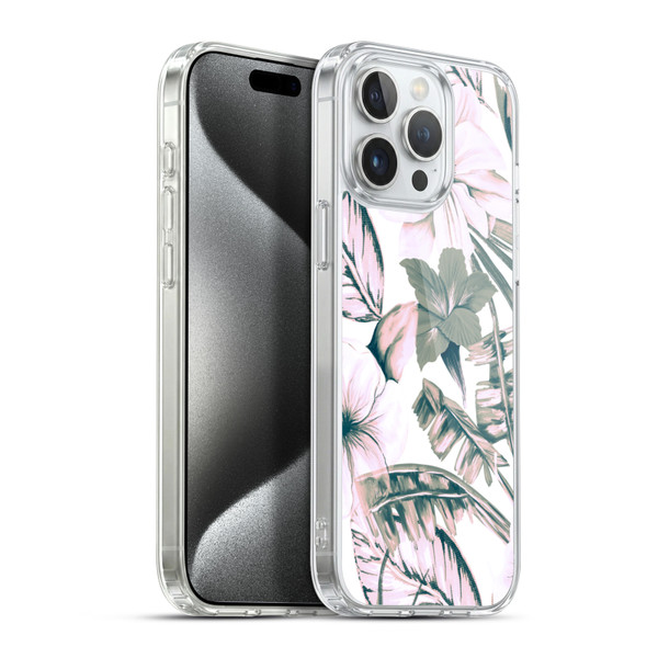 Anis Illustration Floral Pattern Pink Tropicals Soft Gel Case for Apple iPhone 15 Pro Max & MagSafe