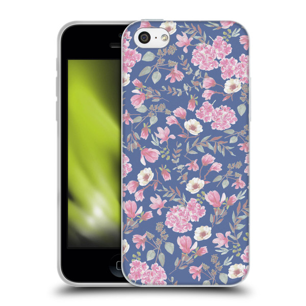 Anis Illustration Floral Pattern Romantic Blue Pink Soft Gel Case for Apple iPhone 5c
