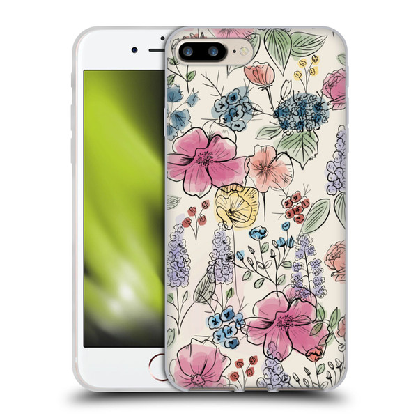 Anis Illustration Floral Pattern Wild Garden Soft Gel Case for Apple iPhone 7 Plus / iPhone 8 Plus