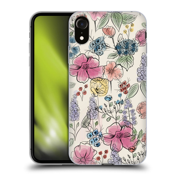 Anis Illustration Floral Pattern Wild Garden Soft Gel Case for Apple iPhone XR