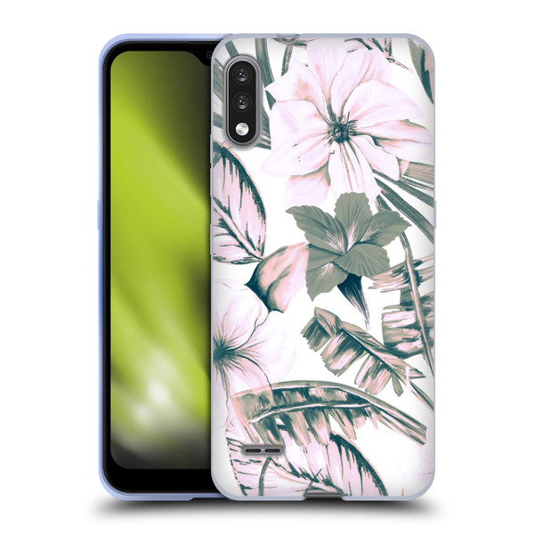 Anis Illustration Floral Pattern Pink Tropicals Soft Gel Case for LG K22