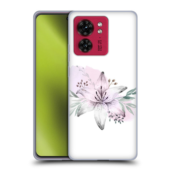 Anis Illustration Floral Pattern Lilium Flower Soft Gel Case for Motorola Moto Edge 40
