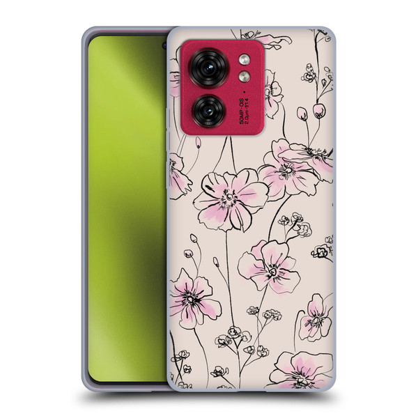 Anis Illustration Floral Pattern Wild Roses Beige Pink Soft Gel Case for Motorola Moto Edge 40