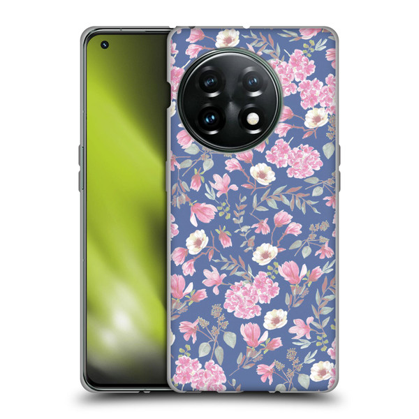 Anis Illustration Floral Pattern Romantic Blue Pink Soft Gel Case for OnePlus 11 5G