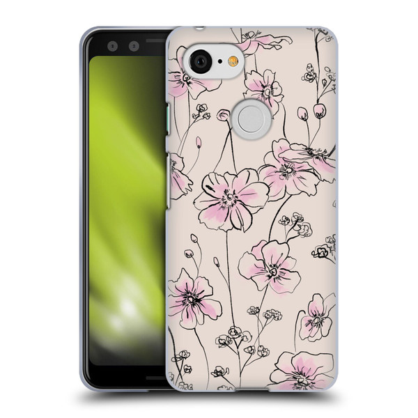 Anis Illustration Floral Pattern Wild Roses Beige Pink Soft Gel Case for Google Pixel 3