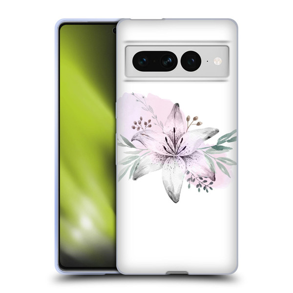 Anis Illustration Floral Pattern Lilium Flower Soft Gel Case for Google Pixel 7 Pro