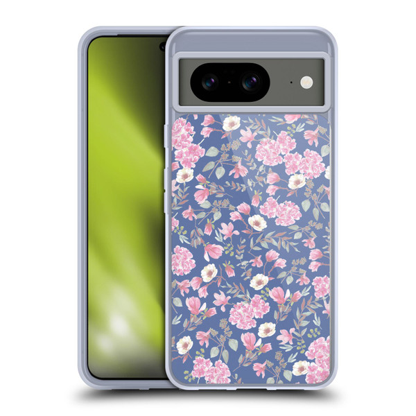 Anis Illustration Floral Pattern Romantic Blue Pink Soft Gel Case for Google Pixel 8