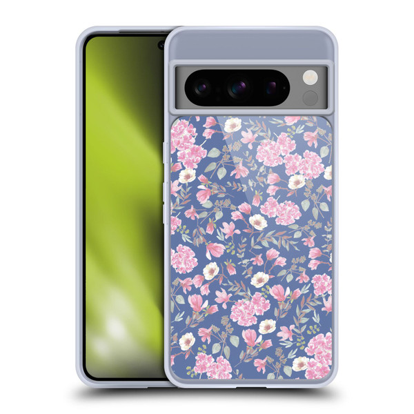 Anis Illustration Floral Pattern Romantic Blue Pink Soft Gel Case for Google Pixel 8 Pro
