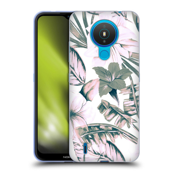 Anis Illustration Floral Pattern Pink Tropicals Soft Gel Case for Nokia 1.4