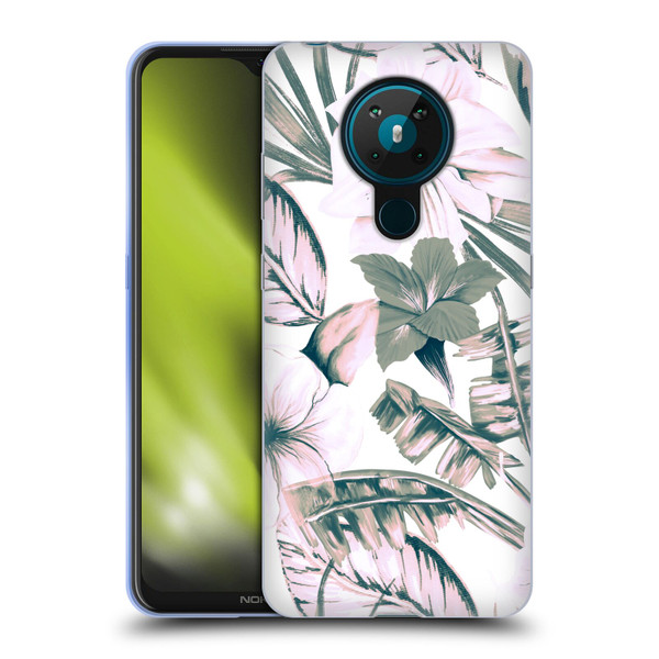 Anis Illustration Floral Pattern Pink Tropicals Soft Gel Case for Nokia 5.3