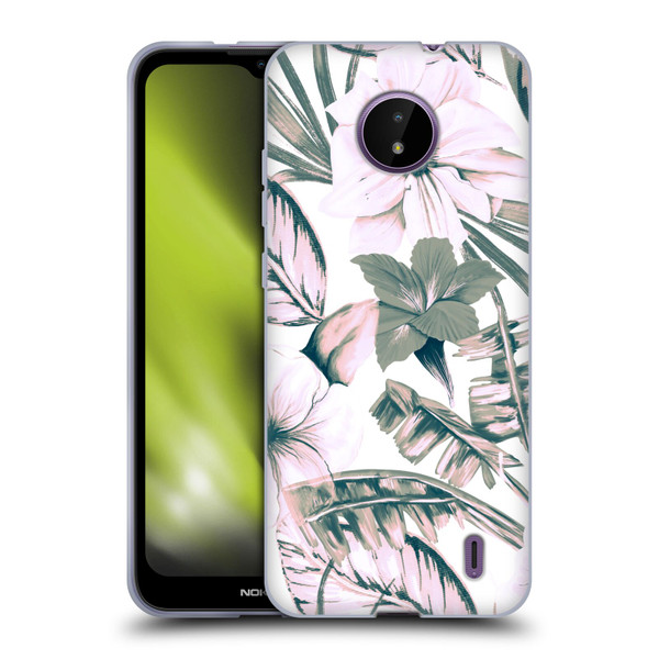 Anis Illustration Floral Pattern Pink Tropicals Soft Gel Case for Nokia C10 / C20