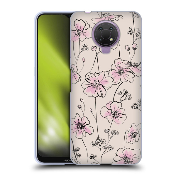 Anis Illustration Floral Pattern Wild Roses Beige Pink Soft Gel Case for Nokia G10