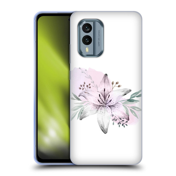Anis Illustration Floral Pattern Lilium Flower Soft Gel Case for Nokia X30
