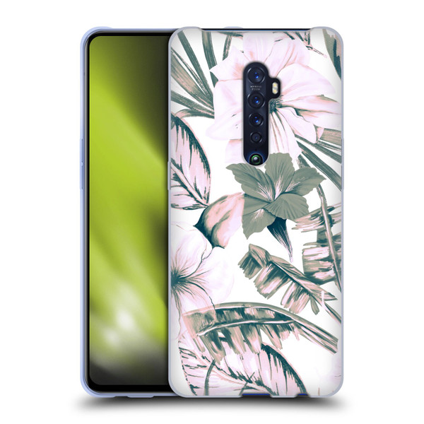 Anis Illustration Floral Pattern Pink Tropicals Soft Gel Case for OPPO Reno 2