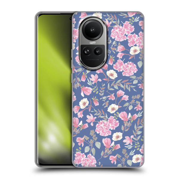Anis Illustration Floral Pattern Romantic Blue Pink Soft Gel Case for OPPO Reno10 5G / Reno10 Pro 5G