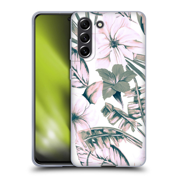 Anis Illustration Floral Pattern Pink Tropicals Soft Gel Case for Samsung Galaxy S21 FE 5G