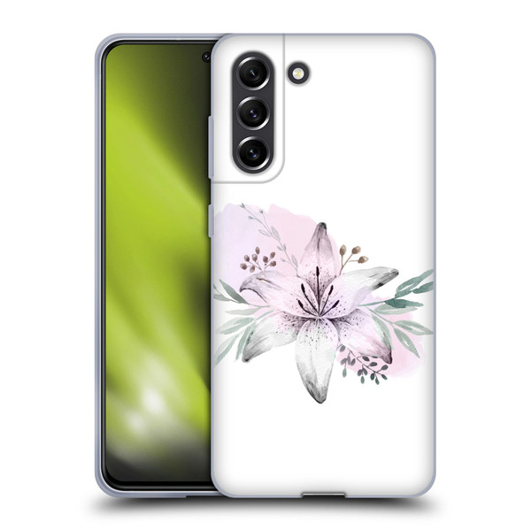 Anis Illustration Floral Pattern Lilium Flower Soft Gel Case for Samsung Galaxy S21 FE 5G