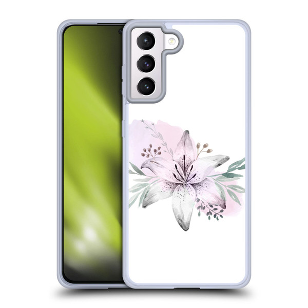 Anis Illustration Floral Pattern Lilium Flower Soft Gel Case for Samsung Galaxy S21+ 5G