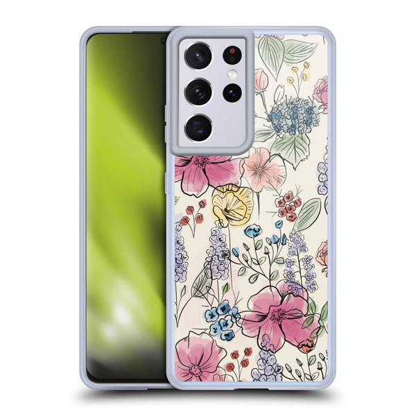 Anis Illustration Floral Pattern Wild Garden Soft Gel Case for Samsung Galaxy S21 Ultra 5G