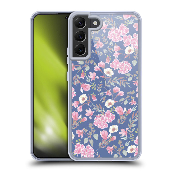 Anis Illustration Floral Pattern Romantic Blue Pink Soft Gel Case for Samsung Galaxy S22+ 5G