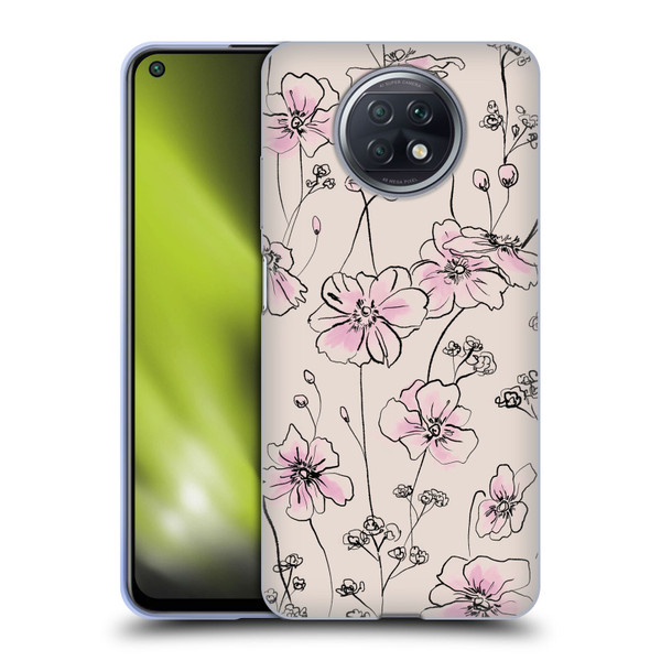 Anis Illustration Floral Pattern Wild Roses Beige Pink Soft Gel Case for Xiaomi Redmi Note 9T 5G