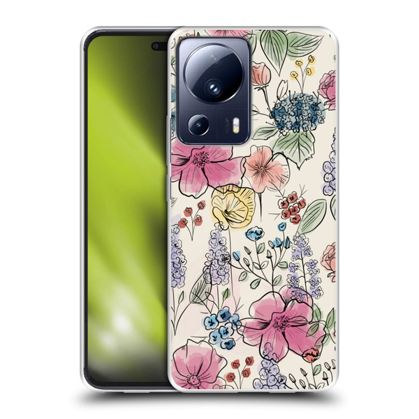 Anis Illustration Floral Pattern Wild Garden Soft Gel Case for Xiaomi 13 Lite 5G