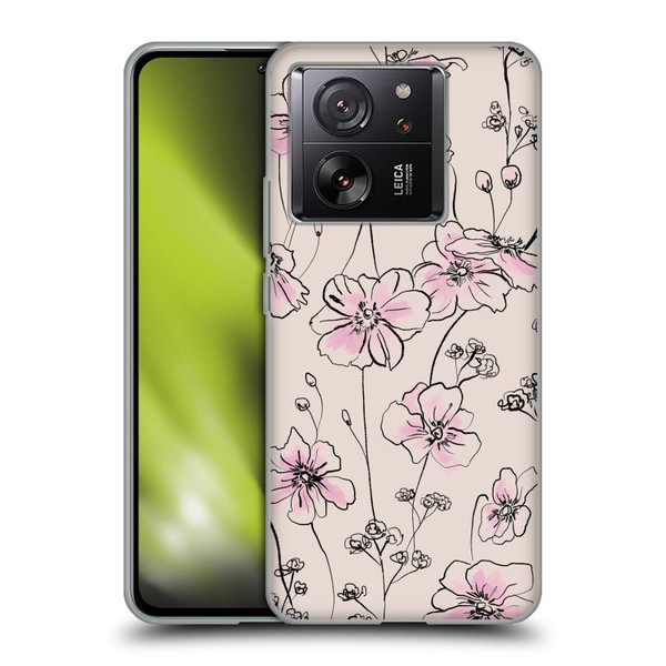 Anis Illustration Floral Pattern Wild Roses Beige Pink Soft Gel Case for Xiaomi 13T 5G / 13T Pro 5G