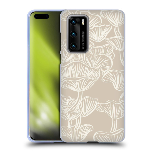 Anis Illustration Mix Pattern Mushrooms Neutrals Soft Gel Case for Huawei P40 5G