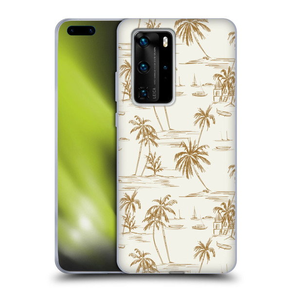 Anis Illustration Mix Pattern Beach Beige Gold Soft Gel Case for Huawei P40 Pro / P40 Pro Plus 5G