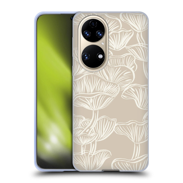 Anis Illustration Mix Pattern Mushrooms Neutrals Soft Gel Case for Huawei P50