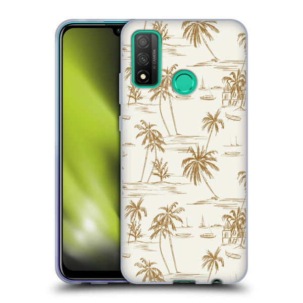Anis Illustration Mix Pattern Beach Beige Gold Soft Gel Case for Huawei P Smart (2020)