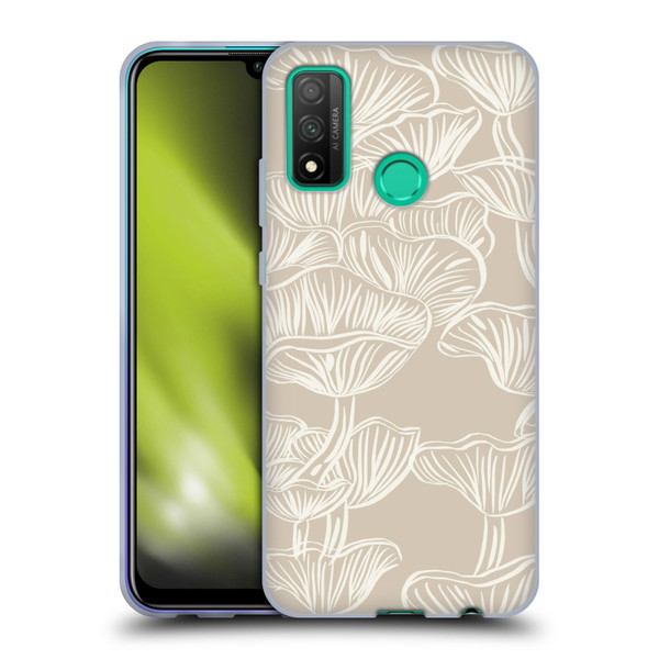 Anis Illustration Mix Pattern Mushrooms Neutrals Soft Gel Case for Huawei P Smart (2020)