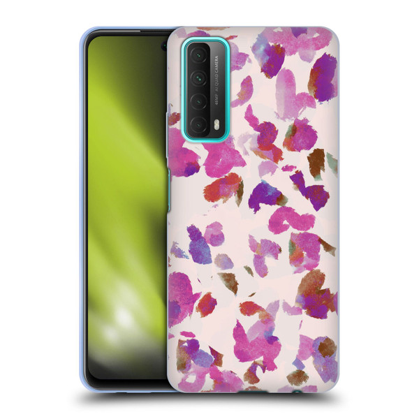 Anis Illustration Mix Pattern Soft Feminine Pink Flowers Soft Gel Case for Huawei P Smart (2021)