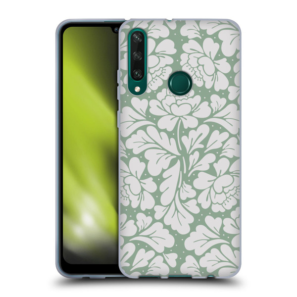 Anis Illustration Mix Pattern Baroque Pastel Green Soft Gel Case for Huawei Y6p