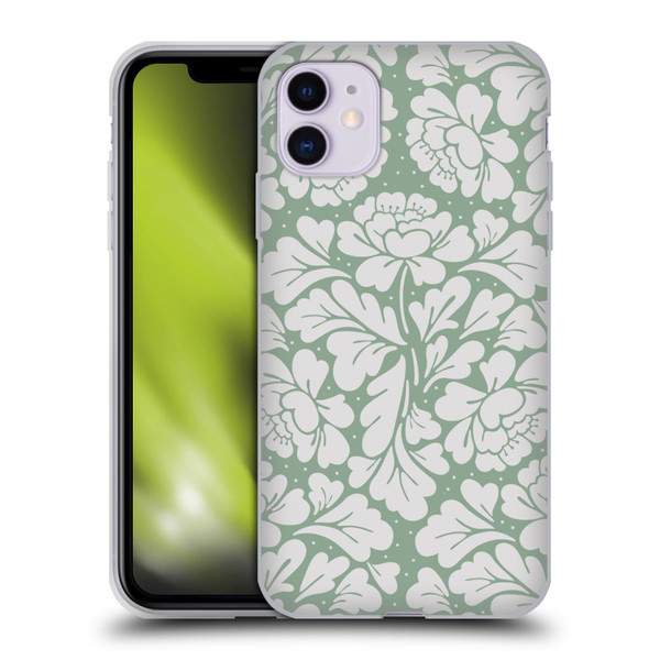Anis Illustration Mix Pattern Baroque Pastel Green Soft Gel Case for Apple iPhone 11