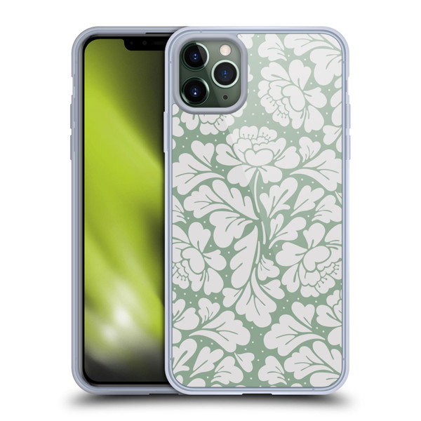 Anis Illustration Mix Pattern Baroque Pastel Green Soft Gel Case for Apple iPhone 11 Pro Max