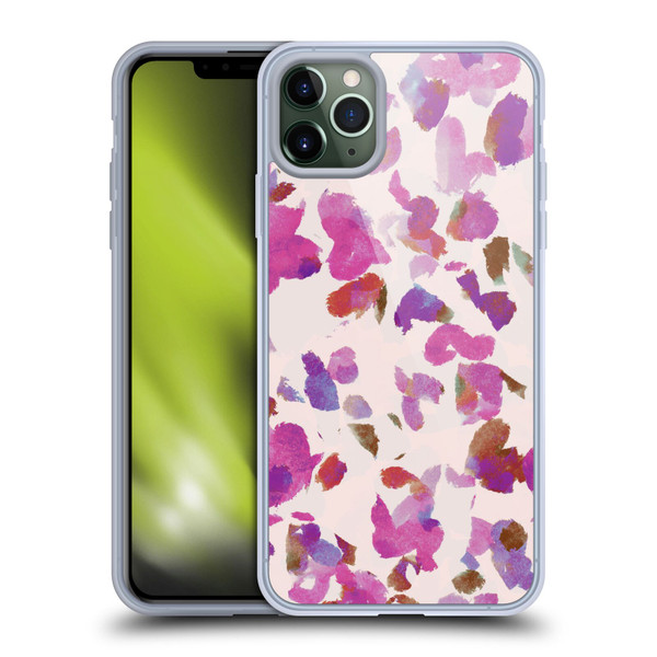 Anis Illustration Mix Pattern Soft Feminine Pink Flowers Soft Gel Case for Apple iPhone 11 Pro Max