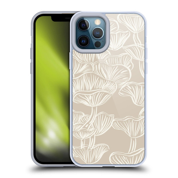 Anis Illustration Mix Pattern Mushrooms Neutrals Soft Gel Case for Apple iPhone 12 Pro Max