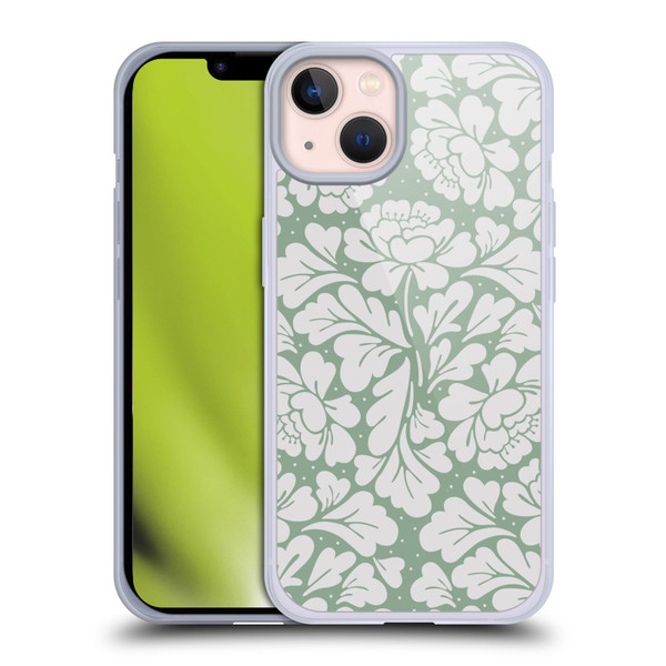 Anis Illustration Mix Pattern Baroque Pastel Green Soft Gel Case for Apple iPhone 13