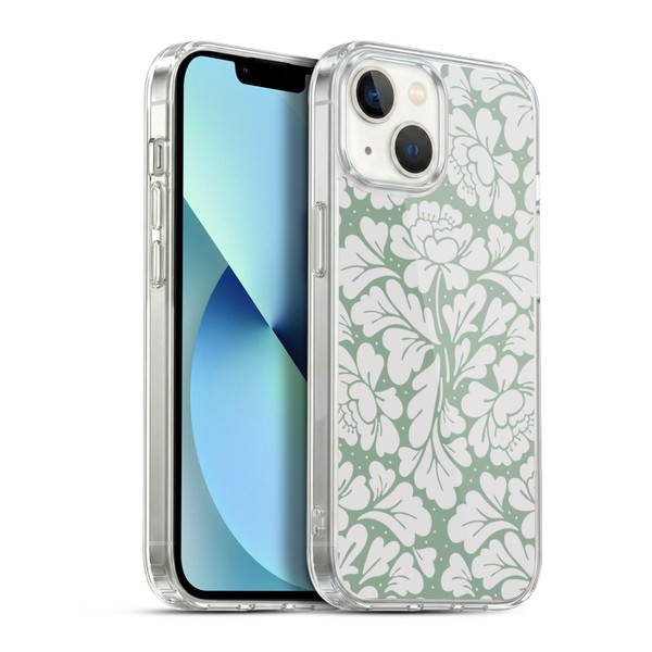 Anis Illustration Mix Pattern Baroque Pastel Green Soft Gel Case for Apple iPhone 13