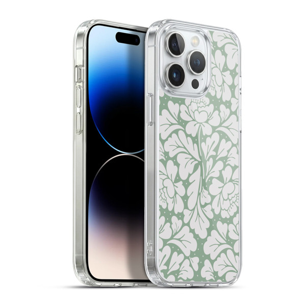 Anis Illustration Mix Pattern Baroque Pastel Green Soft Gel Case for Apple iPhone 13 Pro Max & MagSafe