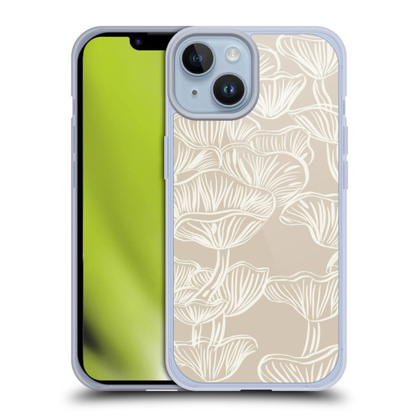 Anis Illustration Mix Pattern Mushrooms Neutrals Soft Gel Case for Apple iPhone 14