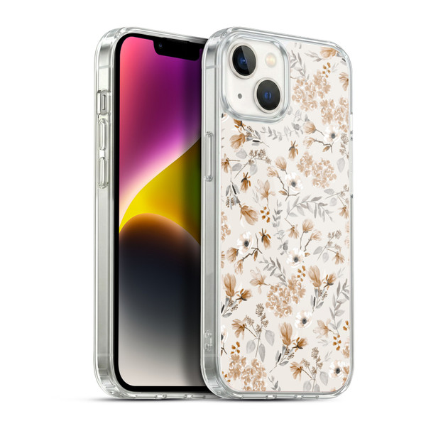 Anis Illustration Mix Pattern Romantic Neutrals Soft Gel Case for Apple iPhone 14 Plus & MagSafe