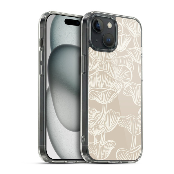 Anis Illustration Mix Pattern Mushrooms Neutrals Soft Gel Case for Apple iPhone 15 & MagSafe