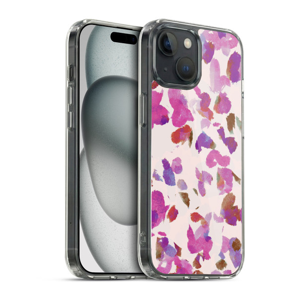Anis Illustration Mix Pattern Soft Feminine Pink Flowers Soft Gel Case for Apple iPhone 15 & MagSafe
