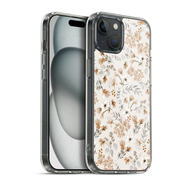 Anis Illustration Mix Pattern Romantic Neutrals Soft Gel Case for Apple iPhone 15 Plus & MagSafe