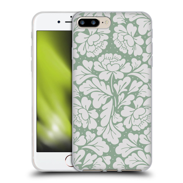 Anis Illustration Mix Pattern Baroque Pastel Green Soft Gel Case for Apple iPhone 7 Plus / iPhone 8 Plus