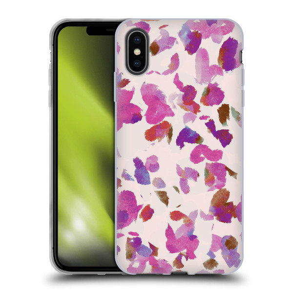 Anis Illustration Mix Pattern Soft Feminine Pink Flowers Soft Gel Case for Apple iPhone XS Max
