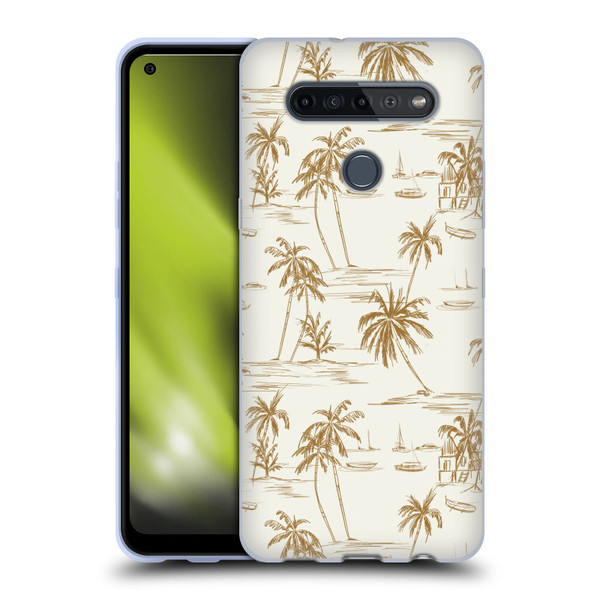 Anis Illustration Mix Pattern Beach Beige Gold Soft Gel Case for LG K51S